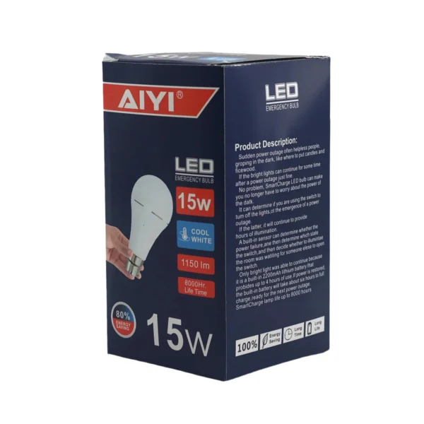 AiYi LED Emergency Bulb 165-265V 6500k 15W B22 AY398-057