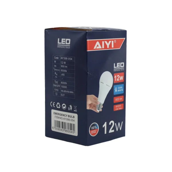 AiYi LED Emergency Bulb 165-265V 6500k 12W E27 AY398-054