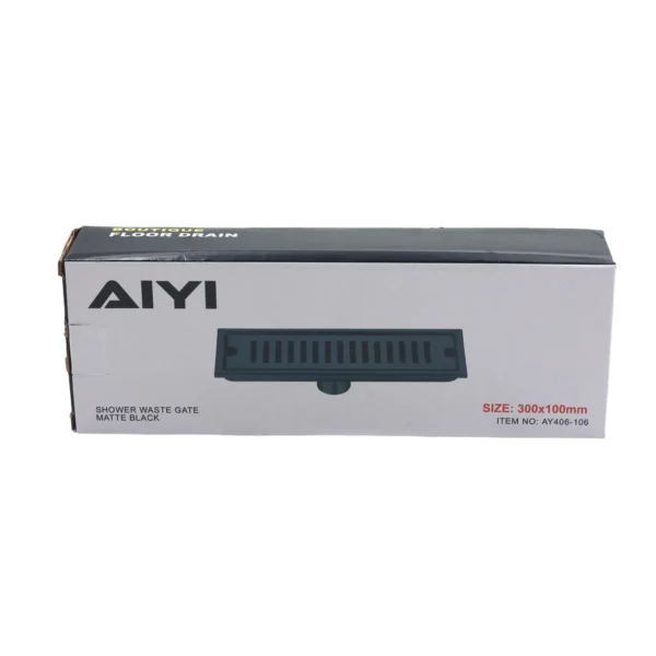 AIYI 30cm Rectangular Shower Drain - Matte Black AY406-106