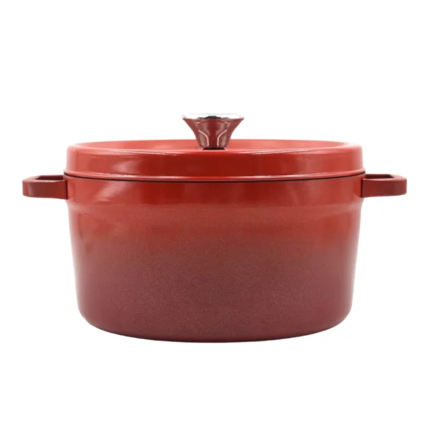 AIYI 24cm Cast-Iron-Style Non-Stick Soup Pot with Lid - Red AY129-027