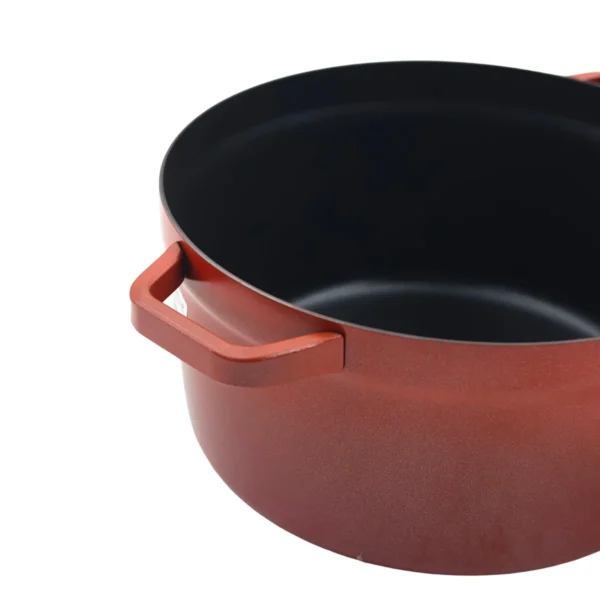 AIYI 24cm Cast-Iron-Style Non-Stick Soup Pot with Lid - Red AY129-027