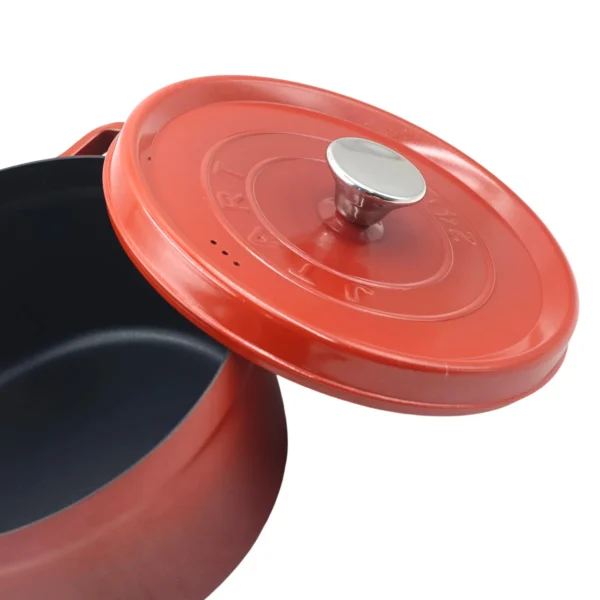 AIYI 24cm Cast-Iron-Style Non-Stick Soup Pot with Lid - Red AY129-027