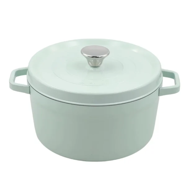 AIYI 24cm Cast-Iron-Style Non-Stick Soup Pot with Lid - Green AY129-027