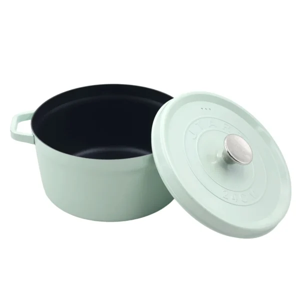 AIYI 24cm Cast-Iron-Style Non-Stick Soup Pot with Lid - Green AY129-027