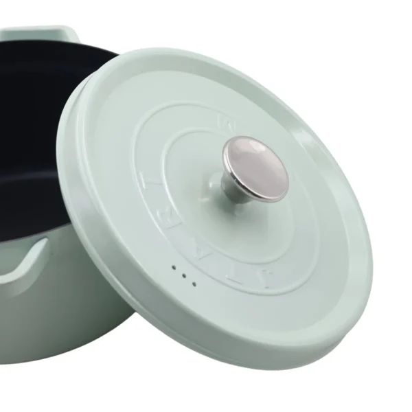 AIYI 24cm Cast-Iron-Style Non-Stick Soup Pot with Lid - Green AY129-027