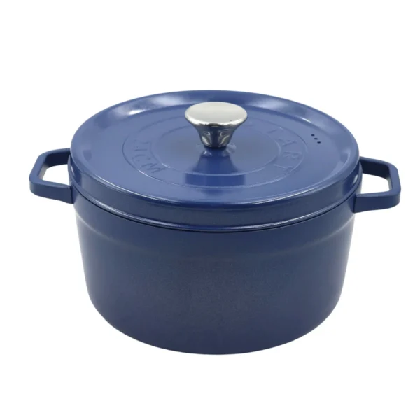 AIYI 24cm Cast-Iron-Style Non-Stick Soup Pot with Lid - Blue AY129-027
