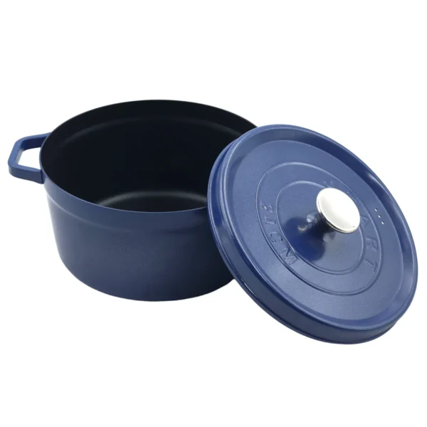 AIYI 24cm Cast-Iron-Style Non-Stick Soup Pot with Lid - Blue AY129-027