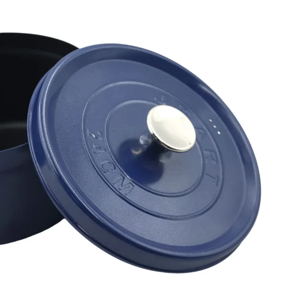 AIYI 24cm Cast-Iron-Style Non-Stick Soup Pot with Lid - Blue AY129-027