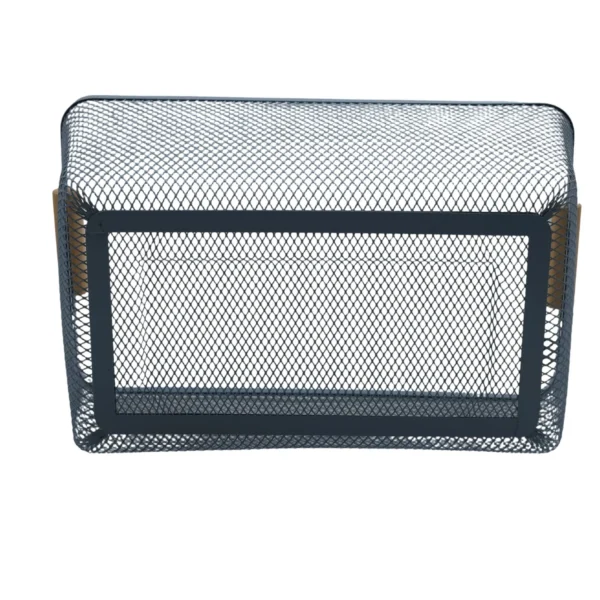 Metal Storage Basket with Wooden Handles, Wire Organiser Tray Blue AY398-029