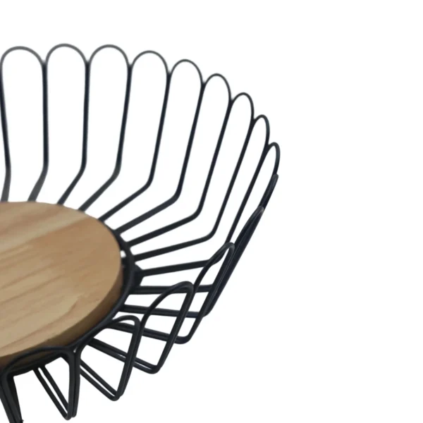 Metal Fruit Basket with Wooden Base, Decorative Storage Bowl AY389-008