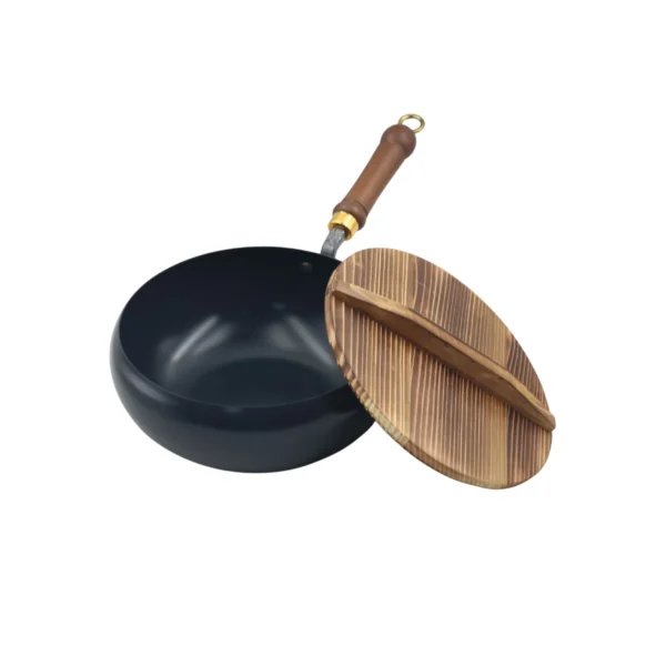 24cm Deep Belly Wok Pot with Wooden Lid AY129-020