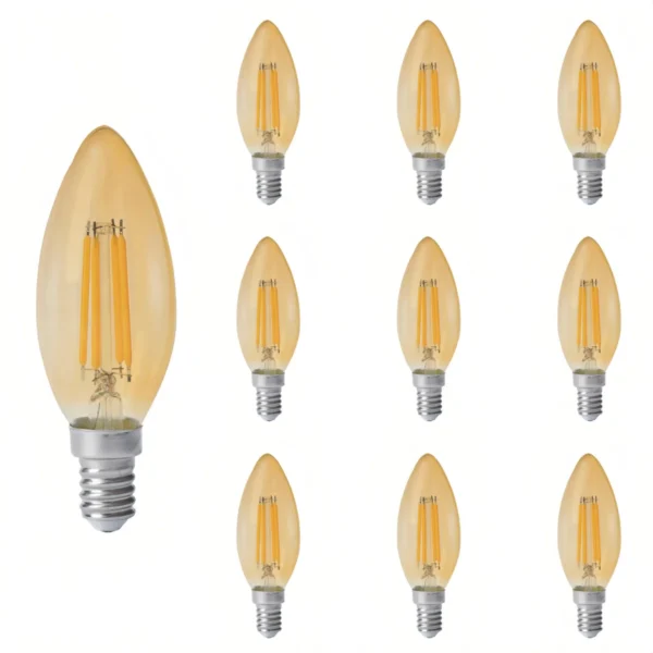 10-Pack AIYI LED Candle Bulb C35 – 4W E14 Warm White 2700K AY398-001
