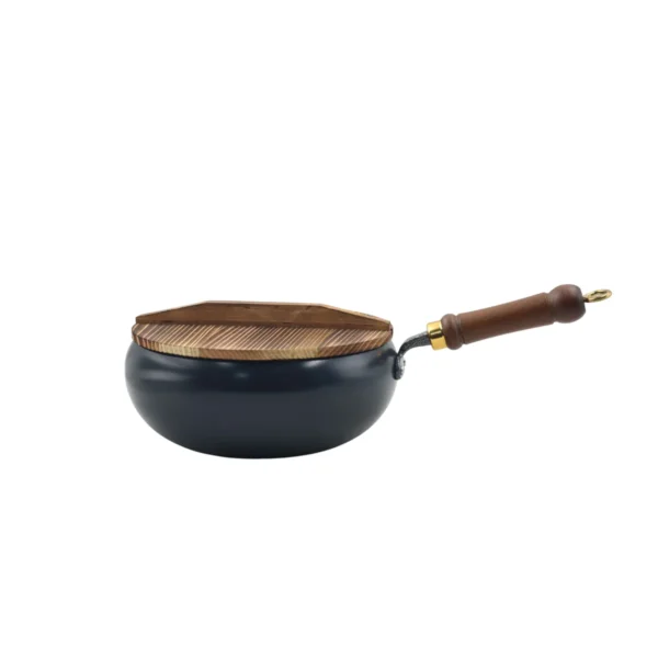 24cm Deep Belly Wok Pot with Wooden Lid AY129-020