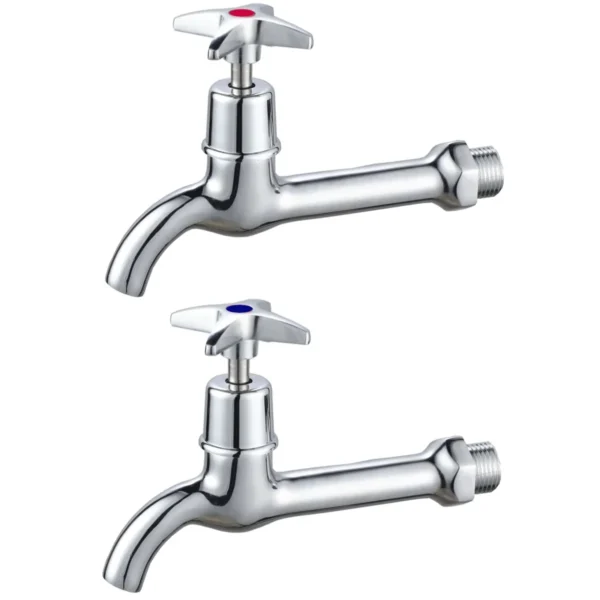 AIYI 2-Piece Long Neck Wall Taps - Hot & Cold Pair AY406-038