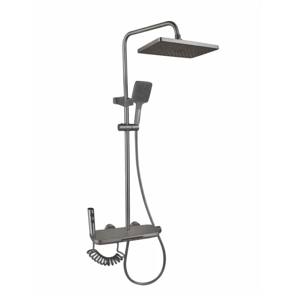 AIYI Multi-Function Shower Column Set with Rain Shower, Hand Shower, & Hand Sprayer, Gunmetal Grey AY407-091