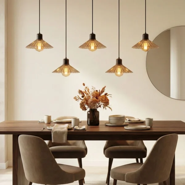 AIYI 10W 5-Light Linear Pendant Ceiling Light with E27 Bulbs – Warm White 2700K AY398-049