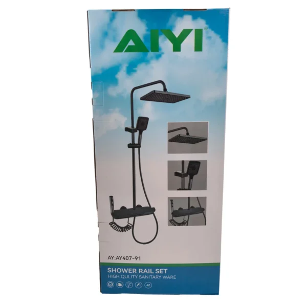 AIYI Multi-Function Shower Column Set with Rain Shower, Hand Shower, & Hand Sprayer, Gunmetal Grey AY407-091