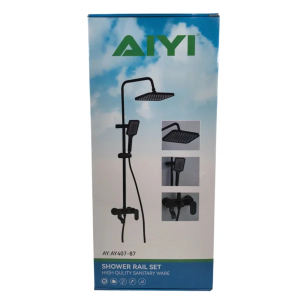 AIYI Black Shower Mixer Set with Rain Shower Head & Hand Shower AY407-087