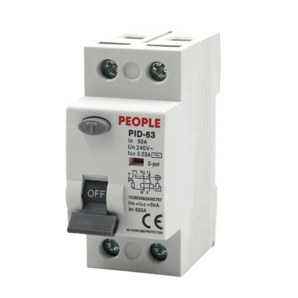 PEOPLE PID-63 50A 1P+N Earth Leakage Circuit Breakers - 6 Pack