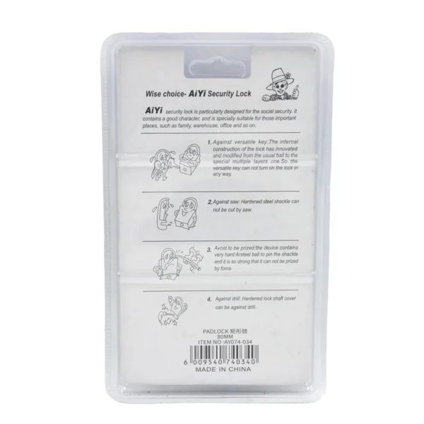 AIYI 80mm Stainless Steel Shutter Padlock AY074-034