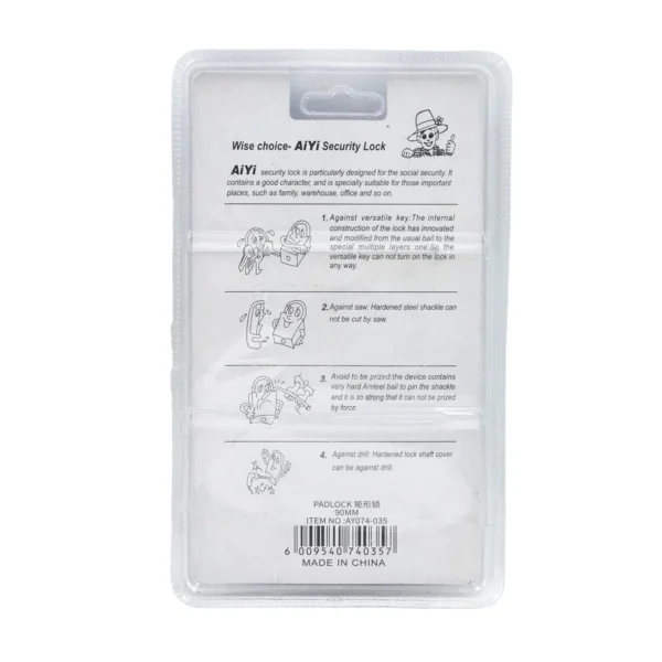 AIYI 90mm Stainless Steel Shutter Padlock AY074-035