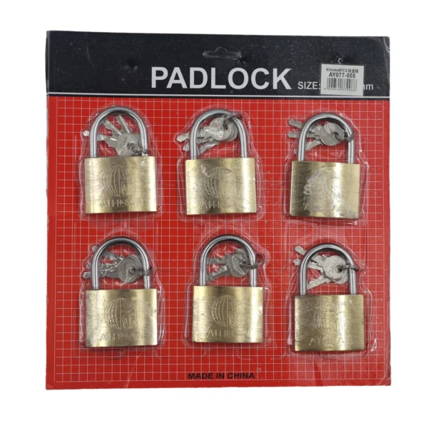 Gold padlock 6pcs 63mm AY077-008