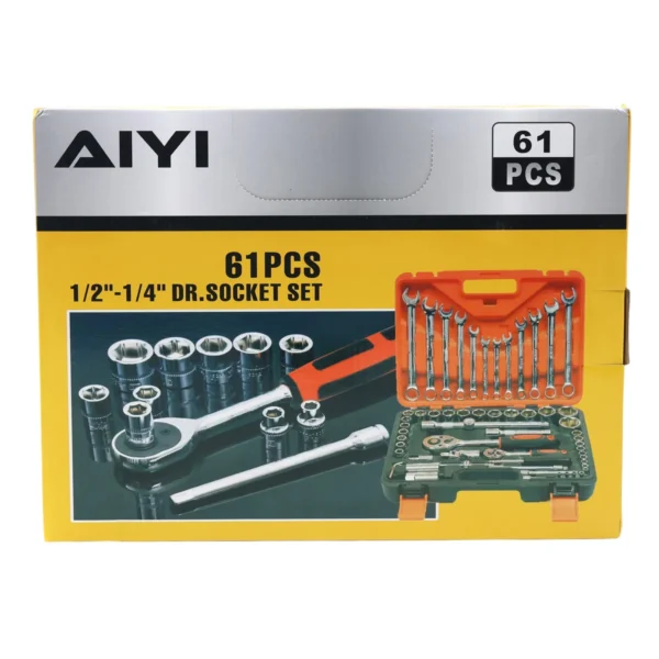 AIYI 61 Piece CR-V Socket Wrench & Tool Set AY187-020