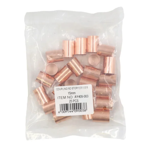 Red copper Coupling no stop 15mm AY409-003