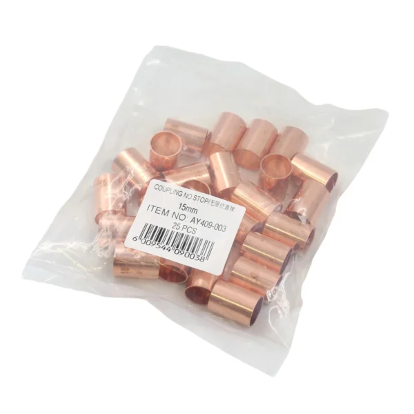 Red copper Coupling no stop 15mm AY409-003