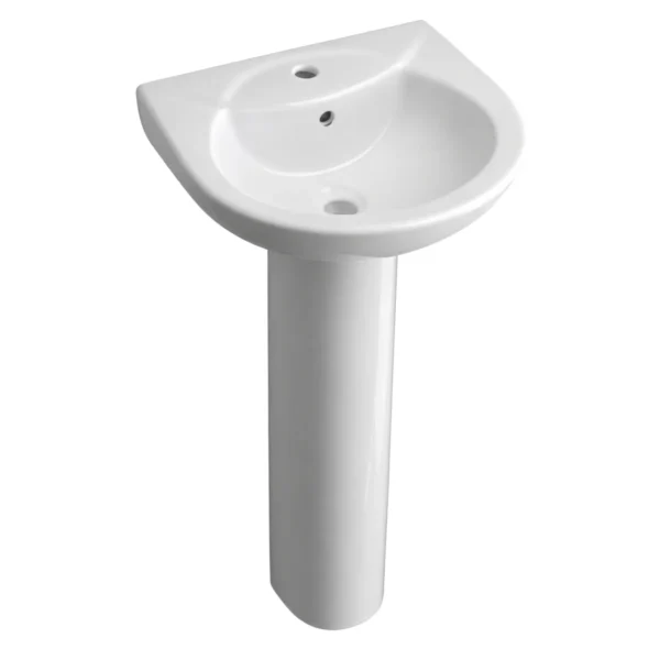 Ceramic Pedestal Basin White Bathroom Wash Basin Set - AY266-001