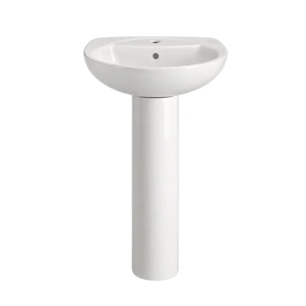 Ceramic Pedestal Basin White Bathroom Wash Basin Set - AY266-001
