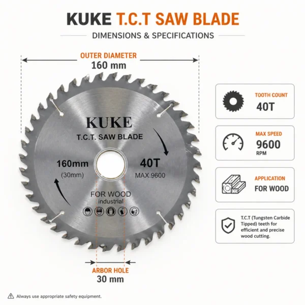 160mm 40T TCT Saw Blade for Wood, Wood Cutting Disc AY082-021
