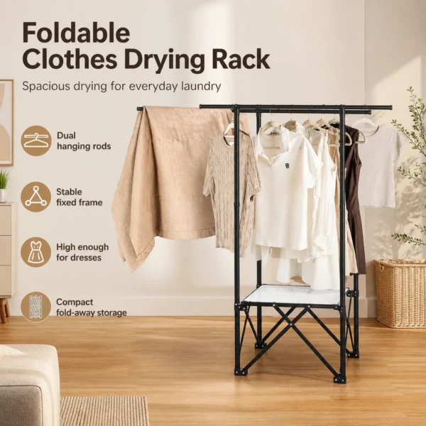 Heavy-Duty Adjustable Double Rail Clothes Rack, Extendable Garment Stand, 45kg Capacity AY397-001