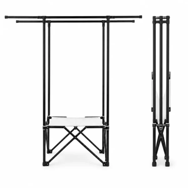 Heavy-Duty Adjustable Double Rail Clothes Rack, Extendable Garment Stand, 45kg Capacity AY397-001
