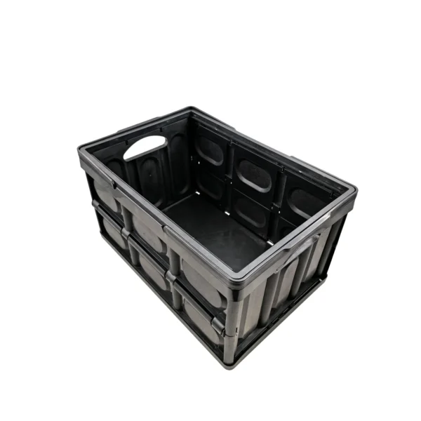 AIYI Collapsible Storage Crate with Wooden Lid and Carry Handle Black AY136-006