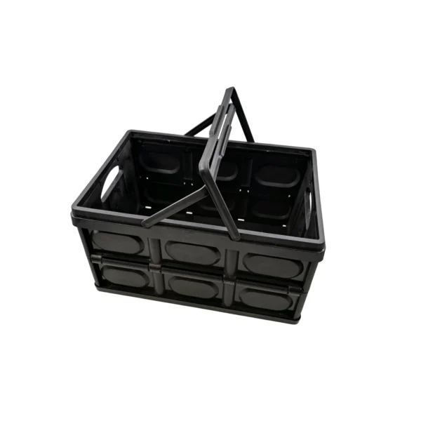 AIYI Collapsible Storage Crate with Wooden Lid and Carry Handle Black AY136-006