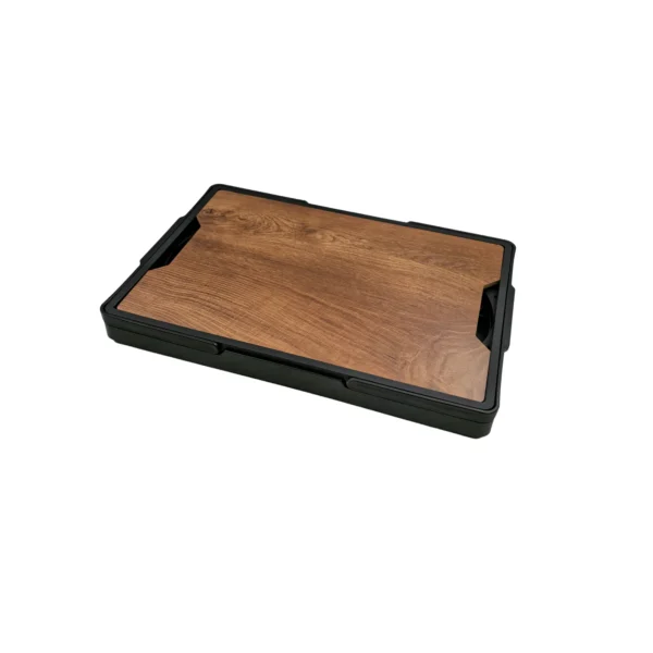 AIYI Collapsible Storage Crate with Wooden Lid and Carry Handle Black AY136-006