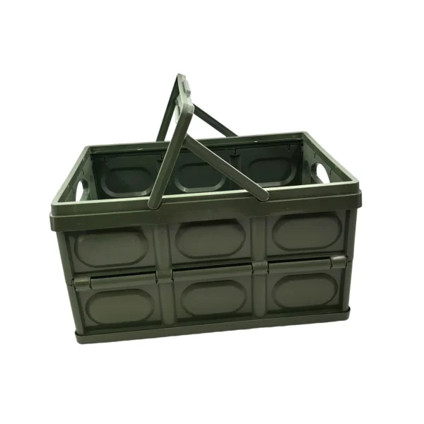 AIYI Collapsible Storage Crate with Wooden Lid and Carry Handle Green AY136-006