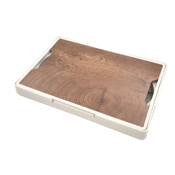 AIYI Collapsible Storage Crate with Wooden Lid and Carry Handle White AY136-006