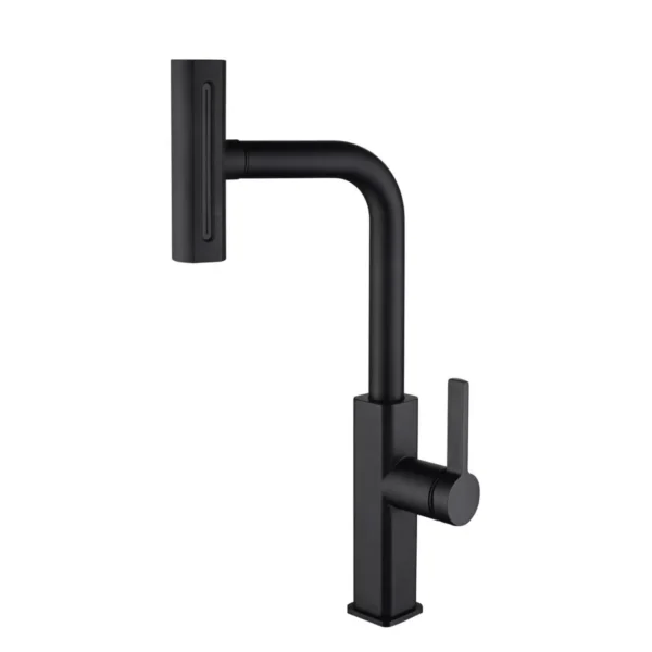 AIYI Pull-Down Kitchen Mixer Tap Matte Black, Rectangular Spray Head Single Lever Sink Faucet AY373-027