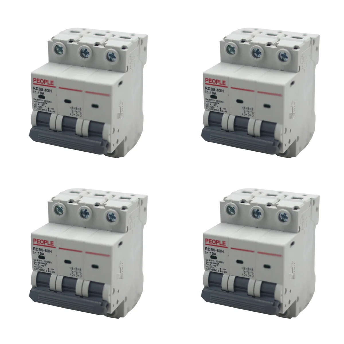 PEOPLE RDB5-63H C10 3P Miniature Circuit Breaker 10A – 4 Pack
