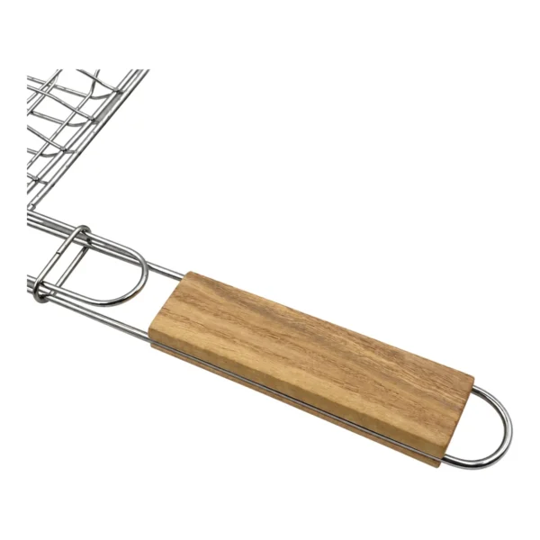 Rectangular BBQ Braai Grill Basket with Wooden Handle AY433-024