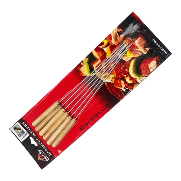 WEI TONG 6 Piece Metal BBQ Braai Skewers with Wooden Handles AY433-003