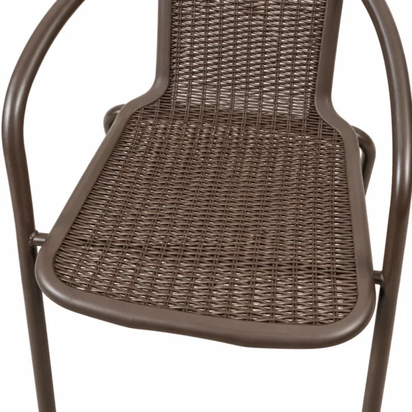 Patio Dining Chair with Woven Seat & Backrest Brown AY127-043