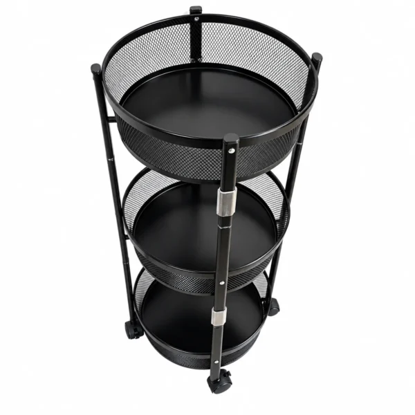 3-Tier Foldable Round Metal Mesh Storage Trolley AY389-038