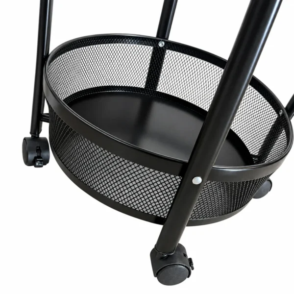 3-Tier Foldable Round Metal Mesh Storage Trolley AY389-038