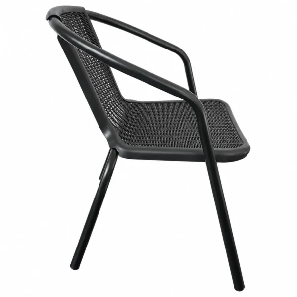 Patio Dining Chair with Woven Seat & Backrest Black AY127-043